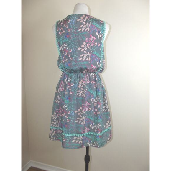 Jessica Simpson Summer DRESS - Size 6 - Gray Floral Lined Sleeveless Pockets - Picture 4 of 8